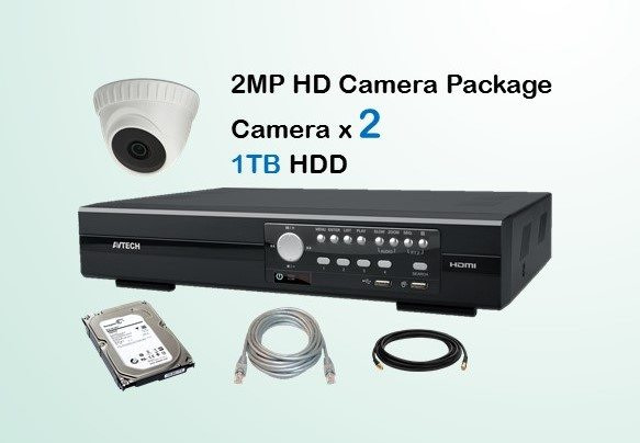 2x AVTECH HD Camera CCTV Installation Package
