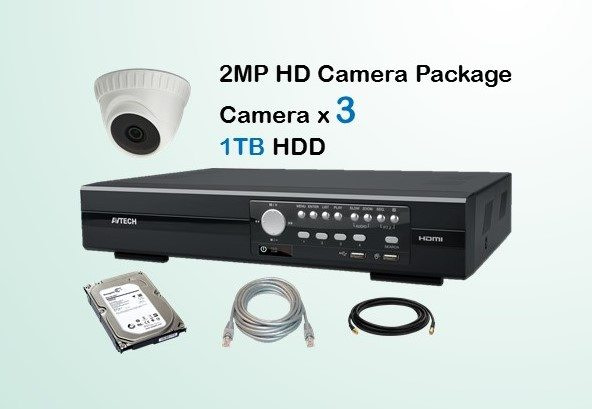 3x AVTECH HD Camera CCTV Installation Package